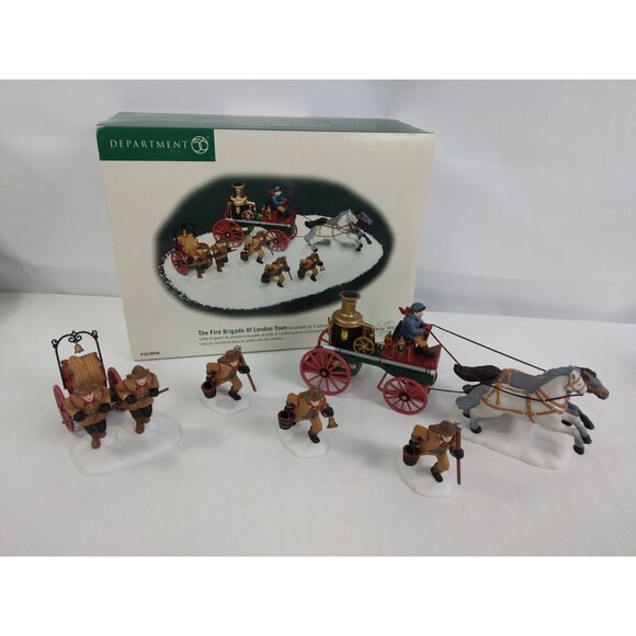 Dept 56 The Fire Brigade Of London Town 5 Pc Set Christmas 58406 with Box - Picture 1 of 16